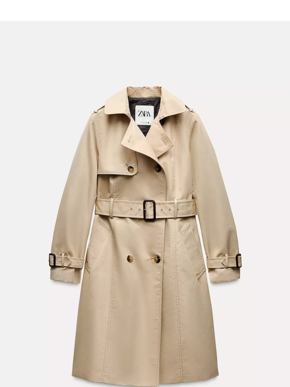 ZARA Khaki Trench Coat with Belted Waist